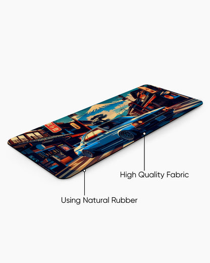 Japanese Car In The City Desk Mat