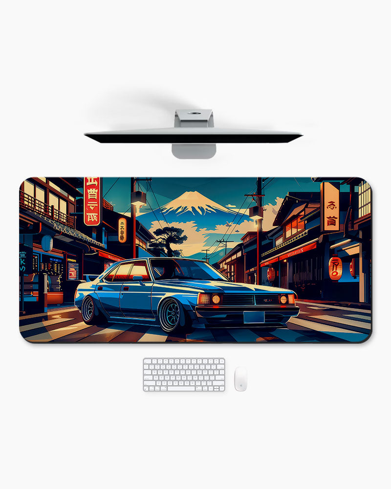 Japanese Car In The City Desk Mat