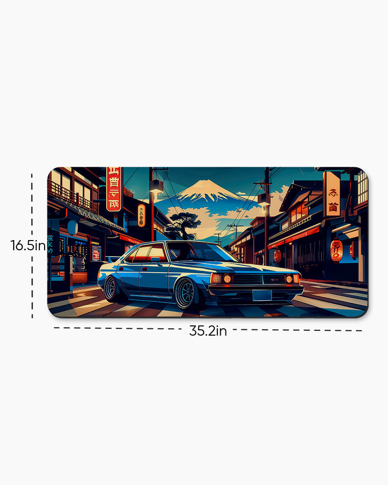 Japanese Car In The City Desk Mat