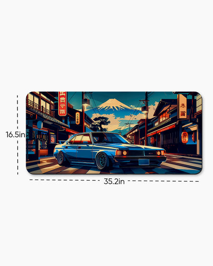Japanese Car In The City Desk Mat