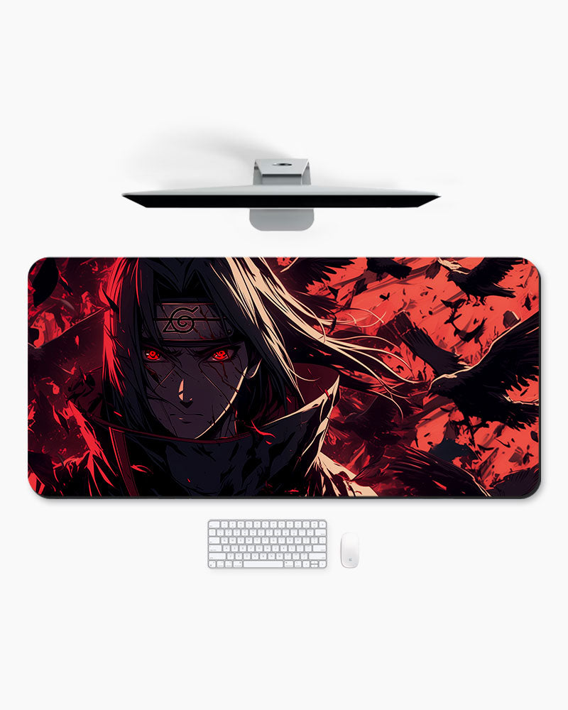 Crimson Crow's Descent Desk Mat