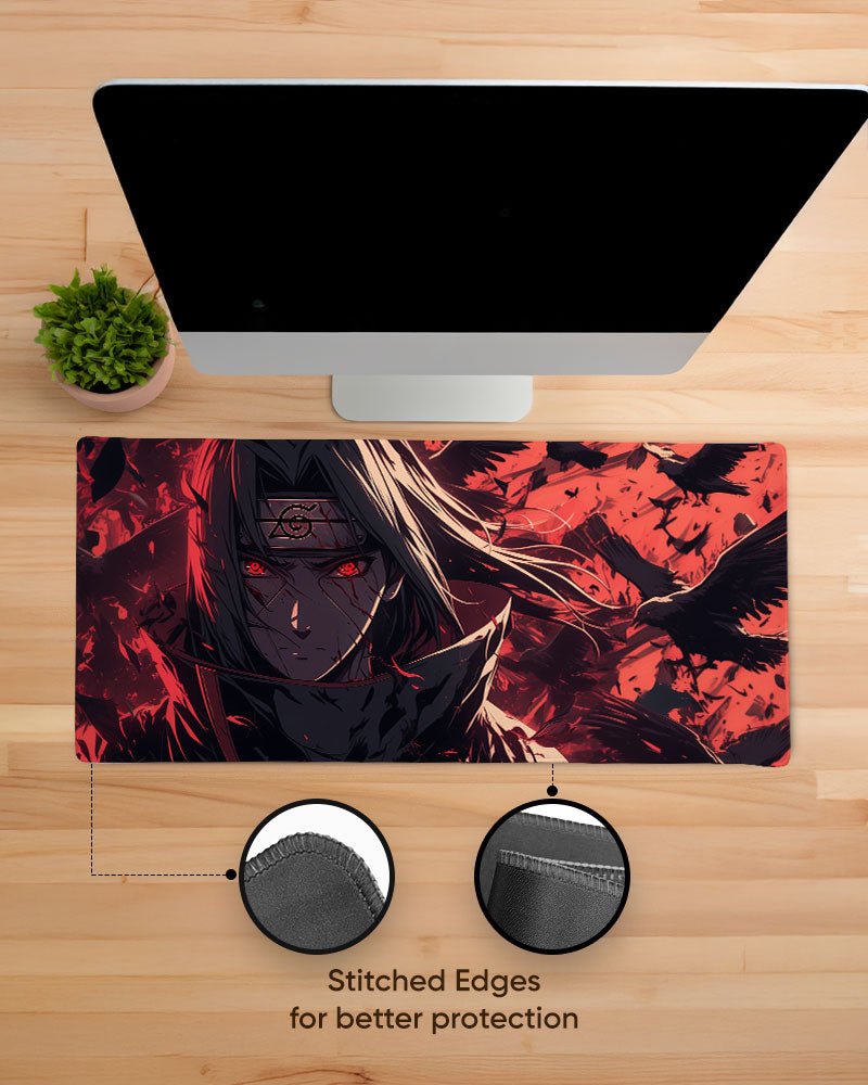 Crimson Crow's Descent Desk Mat