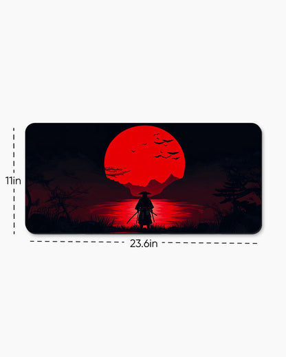 Samurai Standing Front Setting Sun Desk Mat