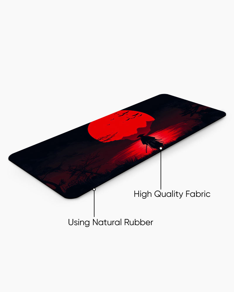 Samurai Standing Front Setting Sun Desk Mat