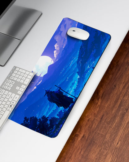 Serene Night Landscape Desk Mat
