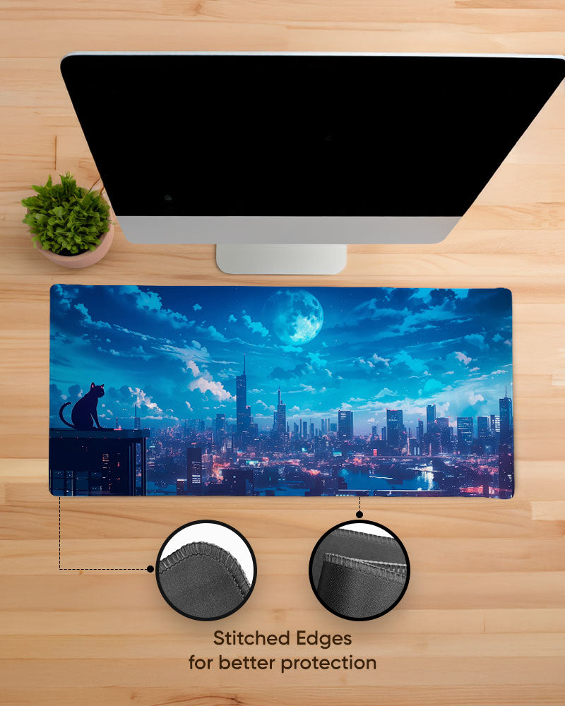 Anime Night Sky Illustration Desk Mat