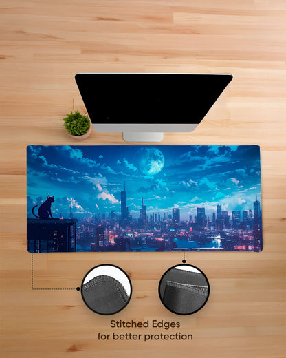 Anime Night Sky Illustration Desk Mat
