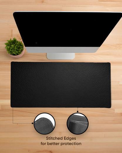 Black Leather Texture Desk Mat