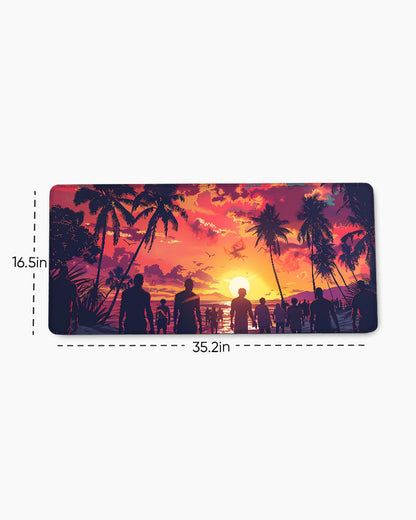 Hawaii Illustration Retro Comic Style Desk Mat