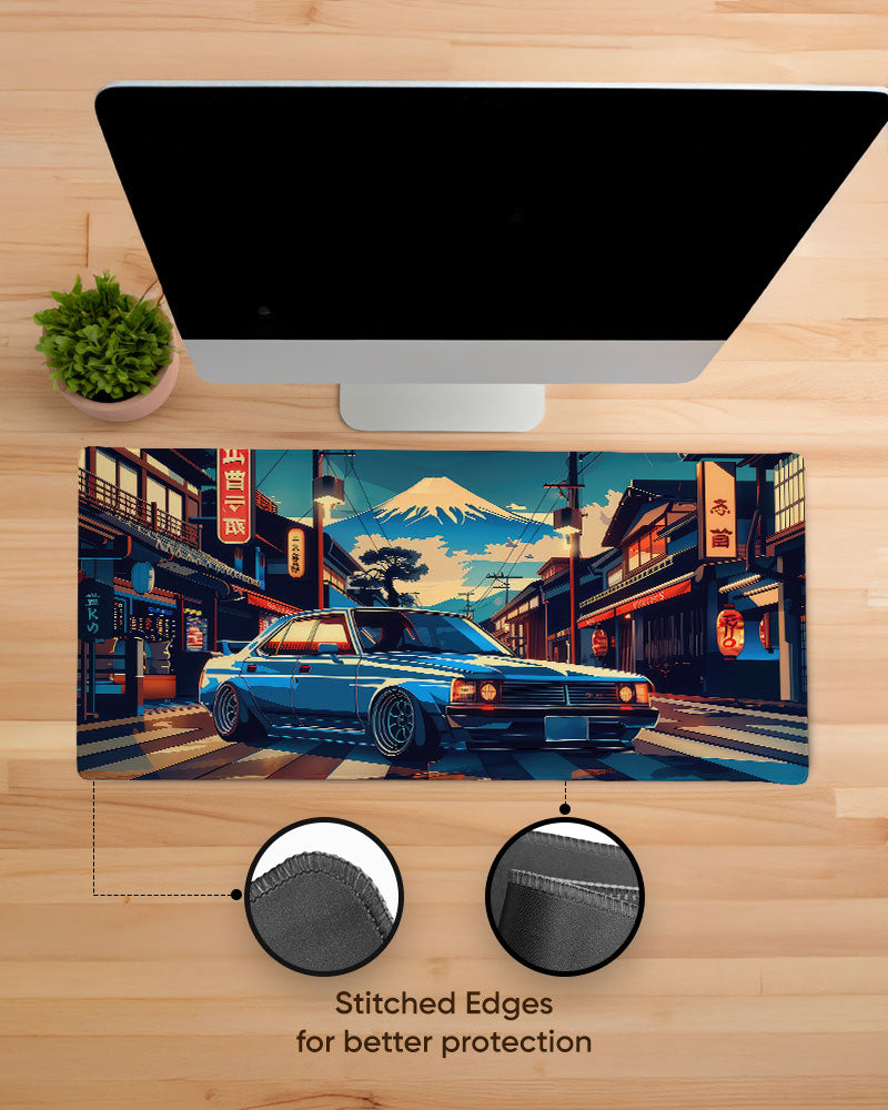 Japanese Car In The City Desk Mat