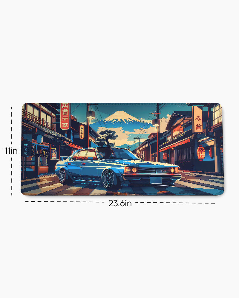 Japanese Car In The City Desk Mat