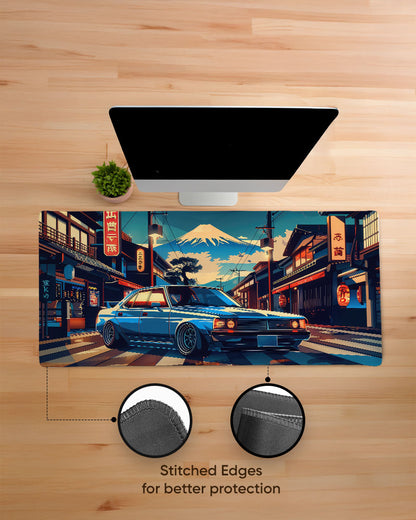 Japanese Car In The City Desk Mat