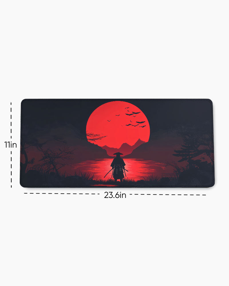 Samurai Standing Front Setting Sun Desk Mat