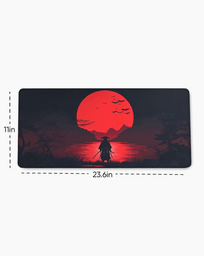 Samurai Standing Front Setting Sun Desk Mat