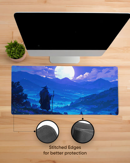 Serene Night Landscape Desk Mat