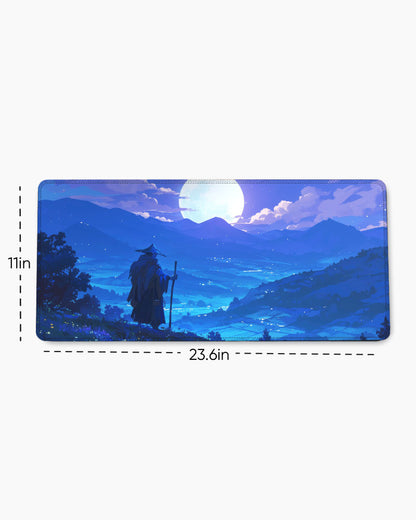 Serene Night Landscape Desk Mat