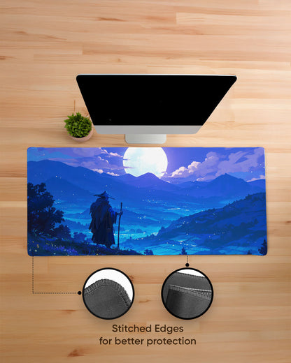 Serene Night Landscape Desk Mat