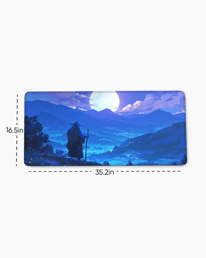 Serene Night Landscape Desk Mat