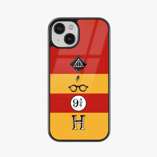 Hogwarts Minimalist Harry Potter Symbols Glass Case