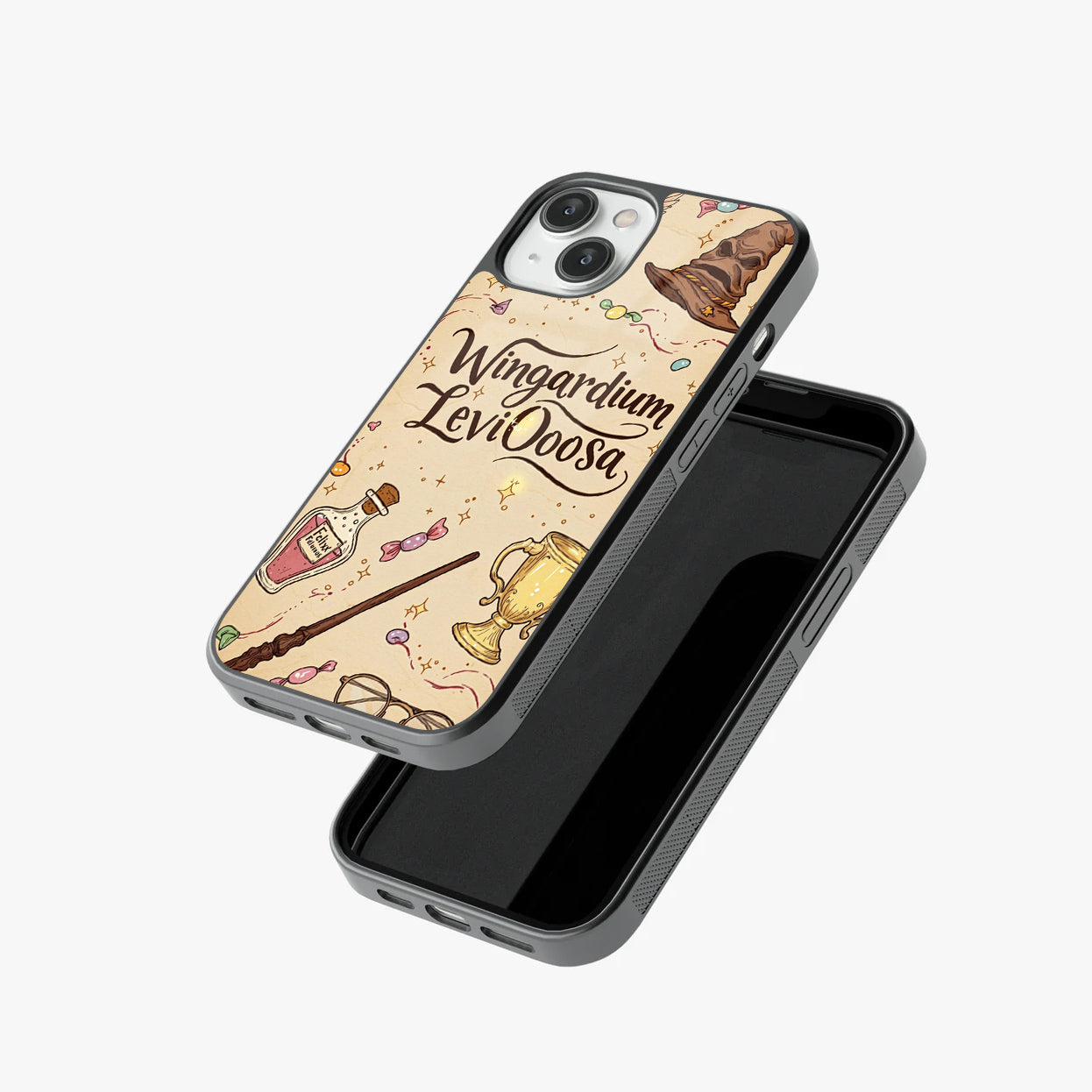 Wingardium LeviOosa Spell & Icons Glass Case