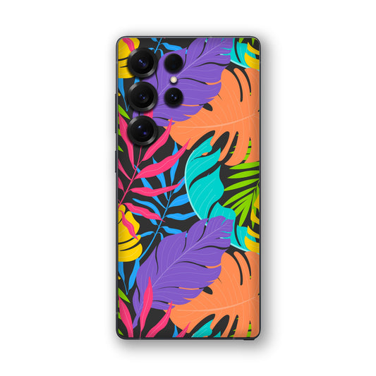 Neon Jungle Leaves Mobile Skin