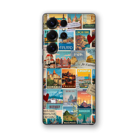 Vintage Travel Sticker Bomb Mobile Skin
