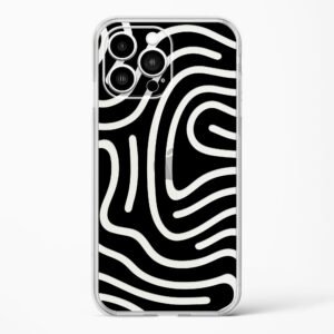 Abstract Black Line Art Crystal Clear Transparent Case