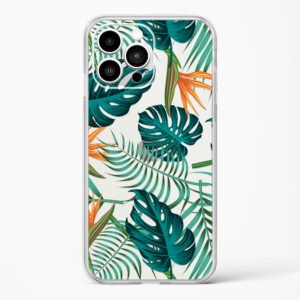 Floral Pattern With Leaves Crystal Clear Transparent Case