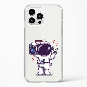 Astronaut Listening Music Crystal Clear Transparent Case