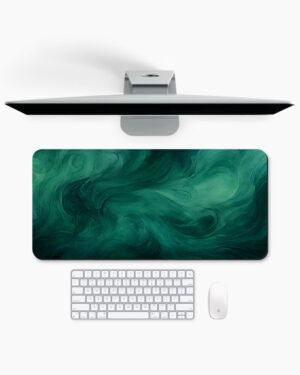 Dark Green Watercolor Texture Desk Mat