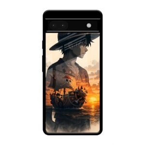 One Piece-inspired Silhouette Art Glass Case for Google Pixel 6a