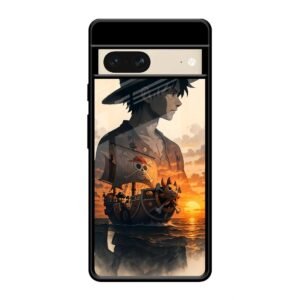 One Piece-inspired Silhouette Art Glass Case for Google Pixel 7