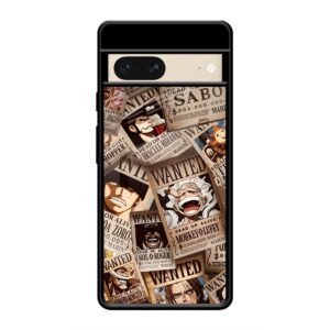One Piece Wanted Poster Collage Glass Case for Google Pixel 7
