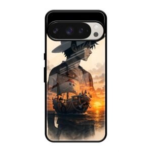 One Piece-inspired Silhouette Art Glass Case for Google Pixel 9 Pro