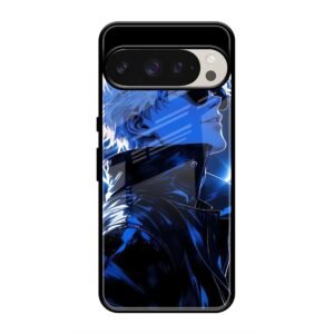 Neon Halo Warrior Glass Case for Google Pixel 9 Pro