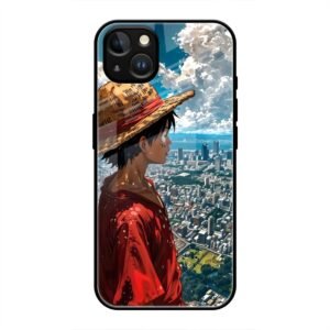 Straw Hat Overlooking the City Glass Case for iPhone 13 Mini