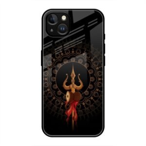 Beautiful art With Trishool Glass Case for iPhone 14 Plus