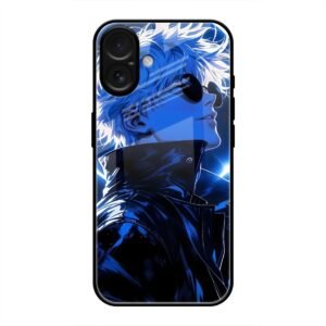 Neon Halo Warrior Glass Case for iPhone 16 Plus