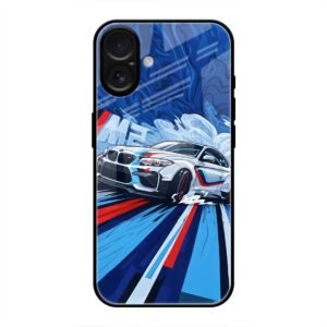Dynamic BMW M2 Art Glass Case for iPhone 16 Plus