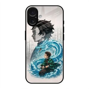 Water Dragon Warrior Glass Case for iPhone 16 Plus