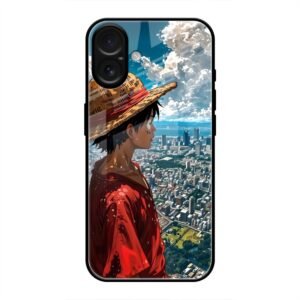 Straw Hat Overlooking the City Glass Case for iPhone 16 Plus