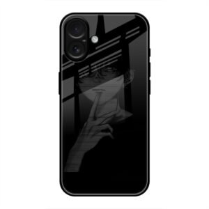 A boy Thinking Glass Case for iPhone 16 Plus