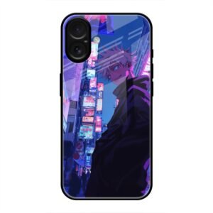 Neon City Streets Glass Case for iPhone 16 Plus