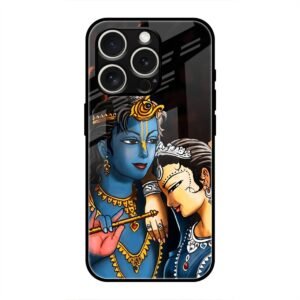 Radhe & Krishna Glass Case for iPhone 16 Pro
