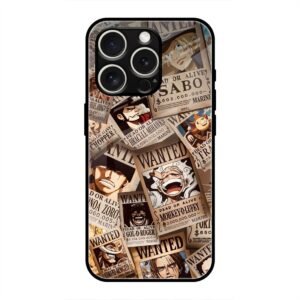 One Piece Wanted Poster Collage Glass Case for iPhone 16 Pro Max