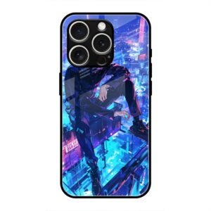 Cyberpunk Vigilante Glass Case for iPhone 16 Pro Max