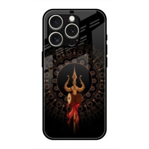 Beautiful art With Trishool Glass Case for iPhone 16 Pro Max