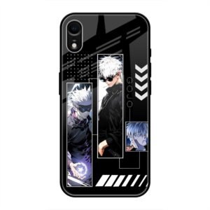 Gojo Satoru Character Montage Glass Case for iPhone XR