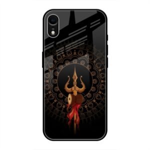 Beautiful art With Trishool Glass Case for iPhone XR
