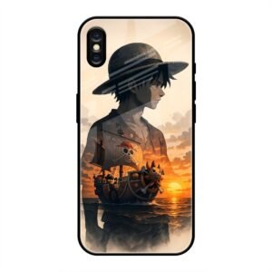 One Piece-inspired Silhouette Art Glass Case for iPhone XS Max